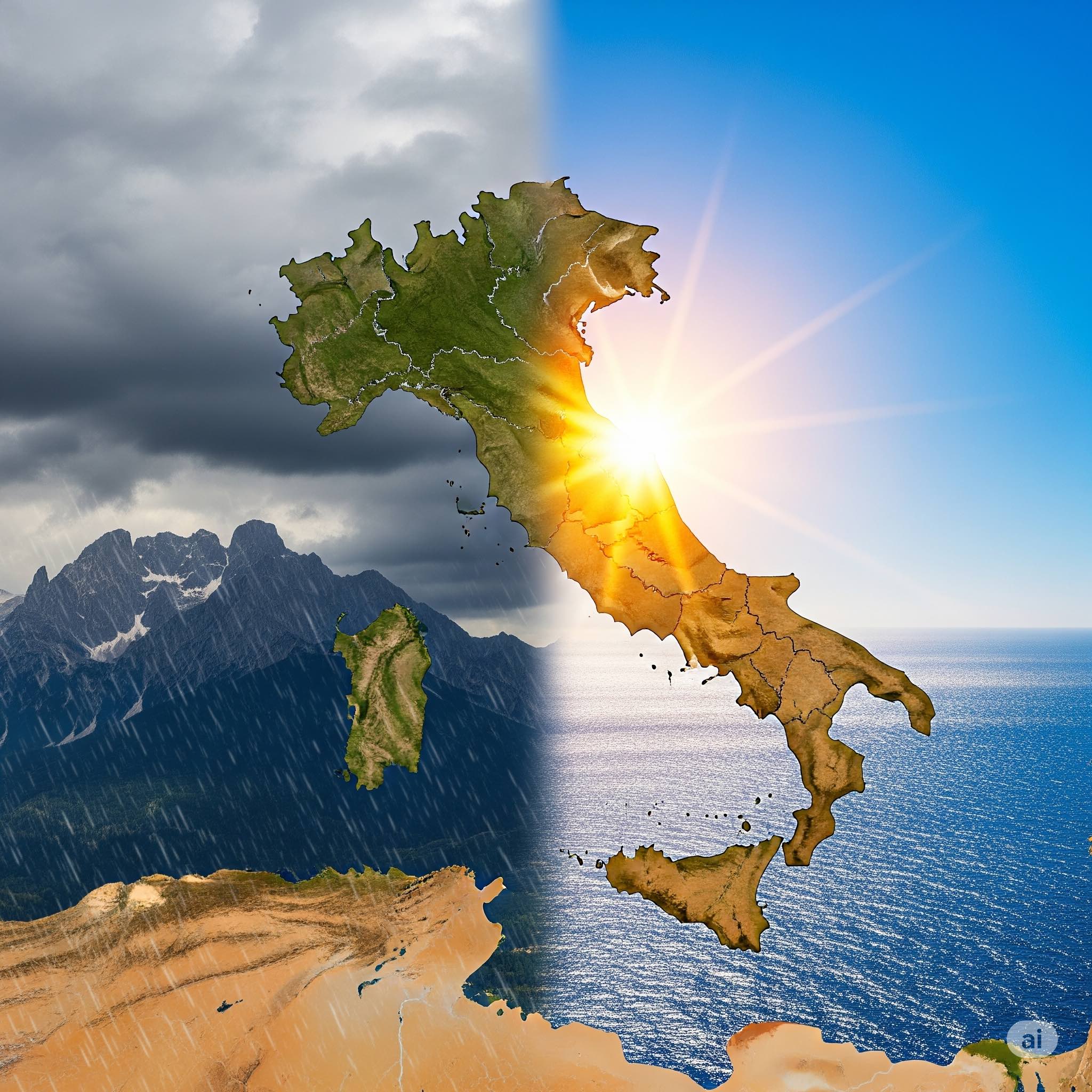 meteo Italia temporali Nord caldo Sud