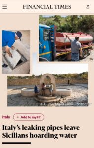 Financial Times crisi idrica Sicilia