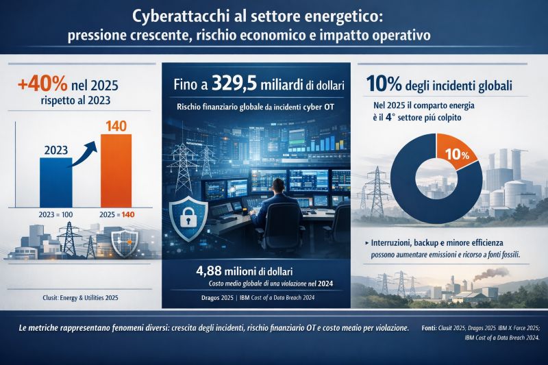Info Attacchi hacker al settore energetico: +40% in due anni. E il rischio non è solo tecnologico